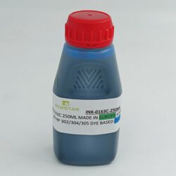 INK 0163C 250ML MADE IN EUROPE FOR USE IN HP 302/304/305 DYE BASED CYAN (C163)