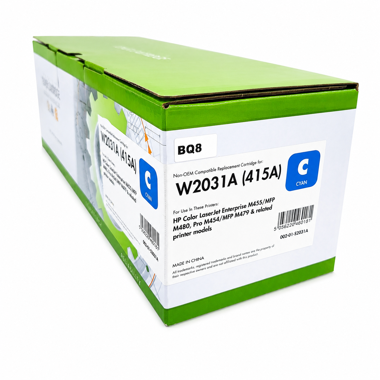 COMPATIBLE W2031A (415A) TONER CYAN 2,1K FOR USE IN HP COLOR LASERJET PRO M454dn/M454dw/MFP M479dw/MFP M479fdn/MFP M479fdw/MFP M479fnw